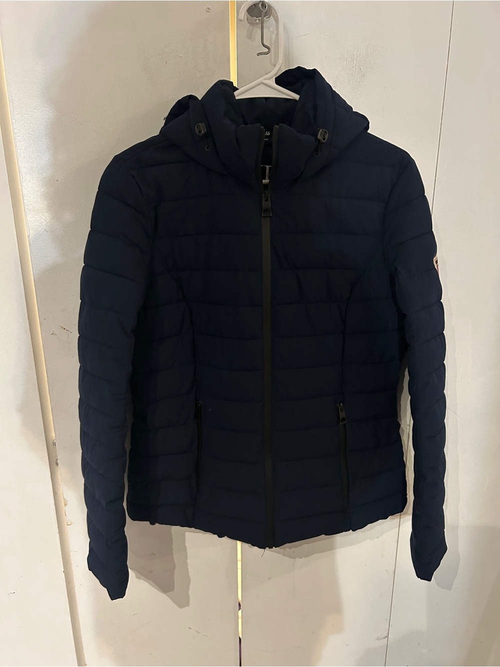 Guess Navy Quilted Puffer Jacket with Hood women’s small